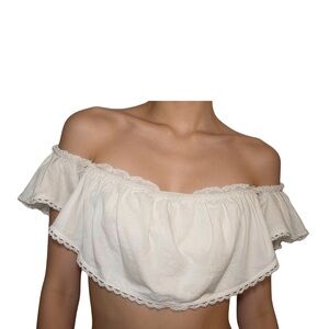 Off-Shoulder Cream Crop Top